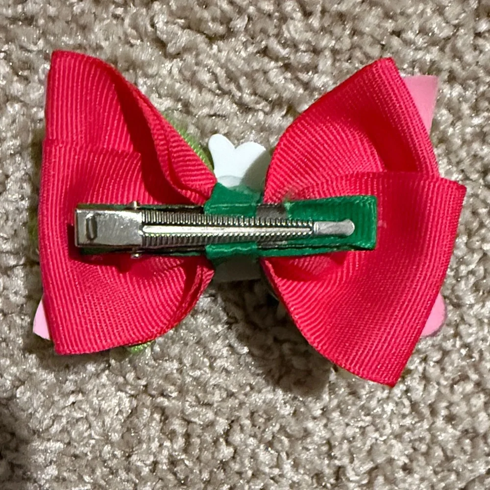 Green and Pink Cartoon Hair Bow for Kids